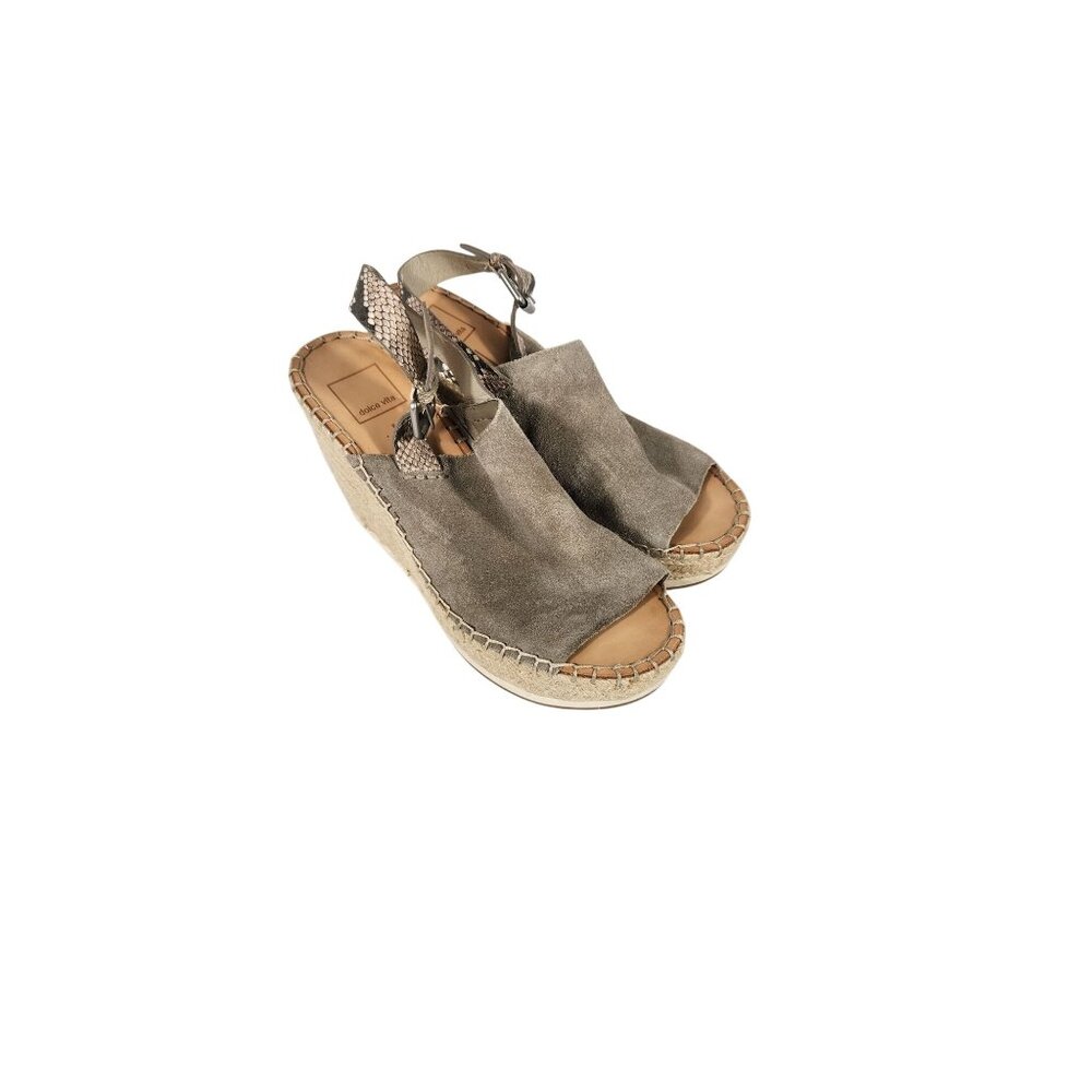 Dolce Vita Womens Espadrille Platform Sandal Suede w Snake Quiet Luxury Us/8.5